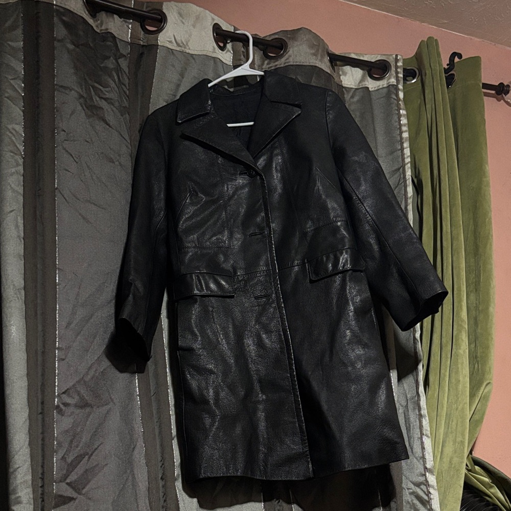 Women's Black Leather Coat